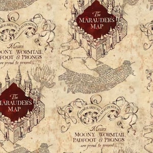 Tissu de carte Harry Potter Marauders / par mètre / demi-mètre