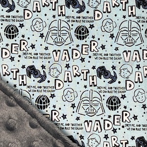 Manta de Star Wars del Día del Padre / Luke Leia y Darth Vader / Tamaños y colores personalizados imagen 1