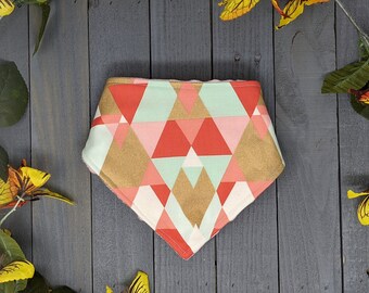 Pink and Gold Geometric Bandana Bib / Abstract Geo Bibdana / Ready to Ship