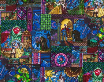 Tissu en vitrail La Belle et la Bête / Fat Quarter