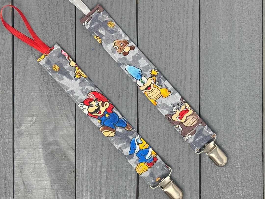 Boo Pacifier Mario Mario or Koopalings Pacifier Clip / Super Mario Brothers Binky Holder ...