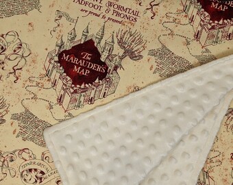 Marauder's Magical NIGHT Map Harry Potter Afghan Throw Gift Blanket Hogwarts New 