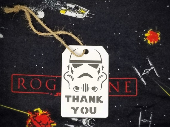 Star Wars Thank You Tags for Party Favors Storm Trooper Darth Vader 