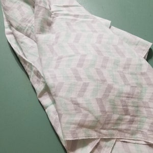 Green and Grey Muslin Receiving Blanket / Gauze Swaddle Cloth