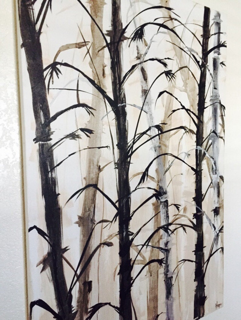 Original Bamboo Acrylic Painting on Canvas. Etsy