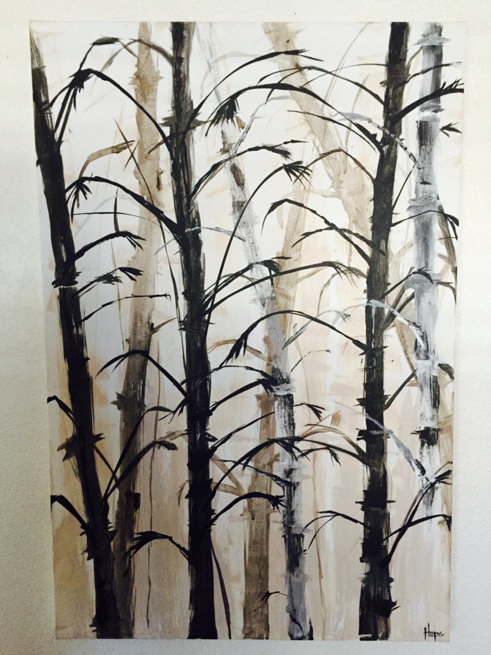 Original Bamboo Acrylic Painting on Canvas. Etsy