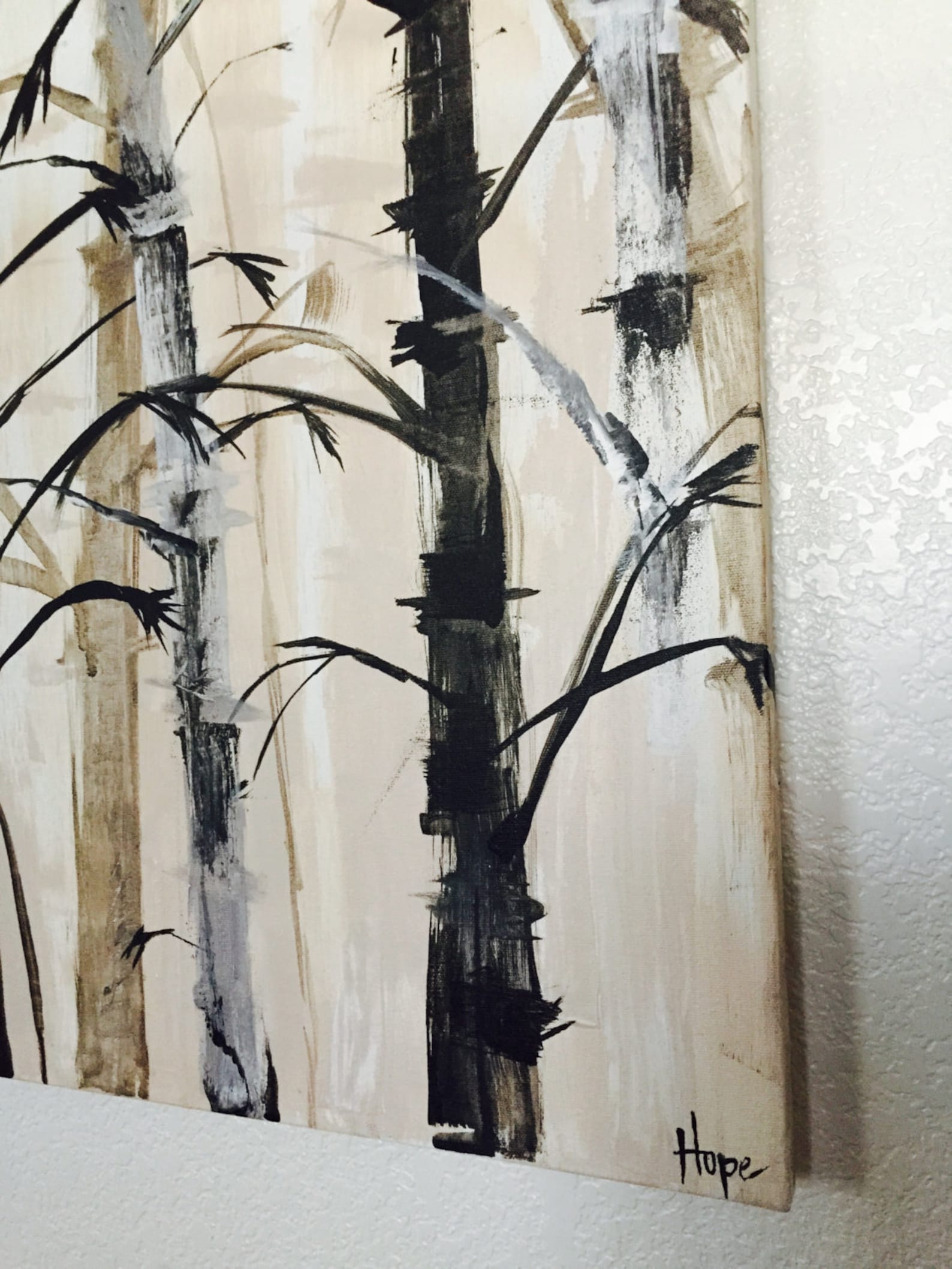 Original Bamboo Acrylic Painting on Canvas. Etsy