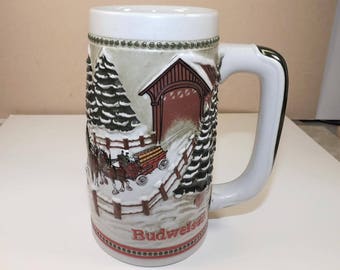 budweiser stein 1984 christmas stein cs62 holiday series ceramarte brazil breweriana full relief design beer collectibles - Budweiser Christmas Steins budweiser stein 1984 christmas stein cs62 holiday series ceramarte brazil breweriana full relief design beer collectibles - Budweiser Christmas Steins