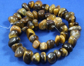 Tiger Eye Nugget Beads, TEB#1,  Brown / Yellow Gemstone Beads, Tumbled Nugget Bead Strand, 16" Strand, Approx. Size range 8mm - 18mm