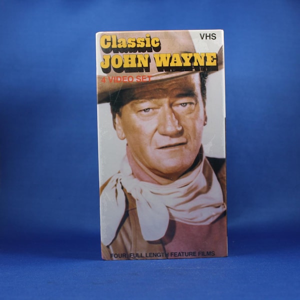 4 John Wayne VHS Movies, Boxed Set Unopened 1992, Randy Rides Alone, Dawn Rider, Lucky Texan, The Man from Utah, Diamond Entertainment Corp.