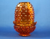 Fenton Fairy Lamp, Hobnail Amber Glass, Beautiful Orange Glass, 4 1 2 quot Tall, Fenton Collectible Glass, Home Decor Gift