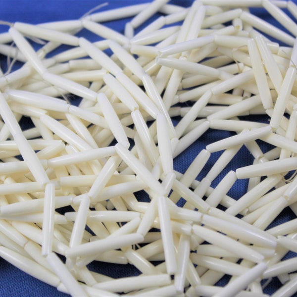 Carved White Bone Hair pipe, Qty of 25, 1" Thin Bone Hairpipe, Polished Natural Bone Beads, Native American Jewelry Supply, TBW 1"