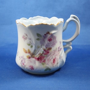 Hand Painted Nippon Porcelain Shaving Cup, Light Blue, Antique Barbershop Memorabilia, Vintage Porcelain Collectibles