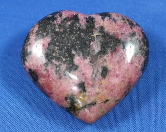 Large Rhodonite Stone Heart, Pink & Black Stone, Polished Rhodonite, 66 mm, 179 Grams, RHO-9, Metaphysical