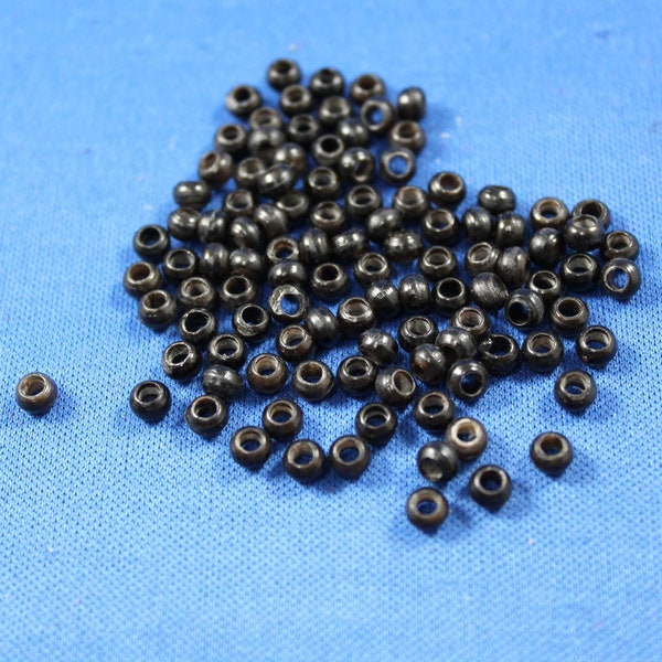4mm Black Horn Beads, Bag of 100 Beads, Jewelry Supplies, Pow Wows, Native American Craft Supplies, BH4