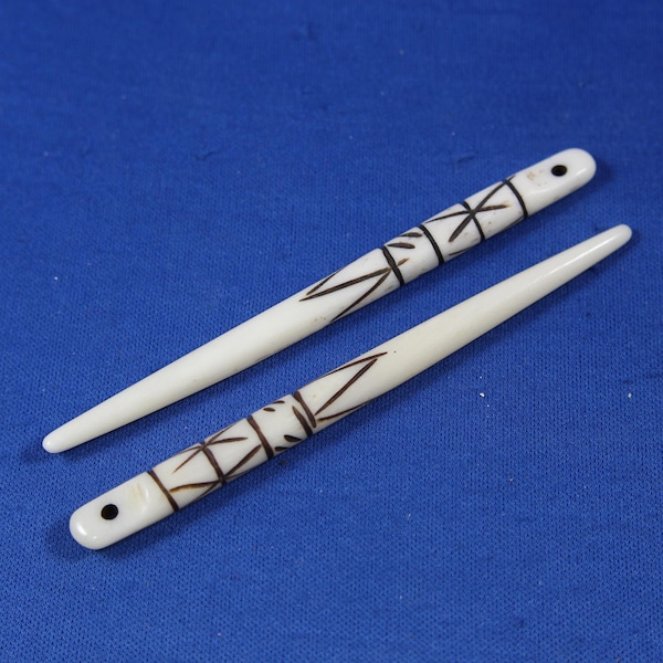 2 Carved Buffalo Bone Points, 4" long, Perfect for Jewelry Making, Pow Wows, Native American Craft Supply, BPT1