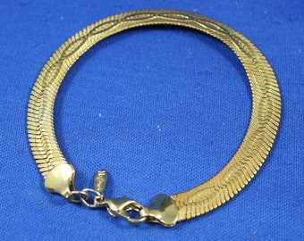 Napier Herringbone reversible Bracelet, Flat Gold tone Bracelet