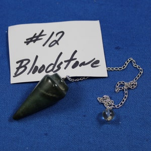 Bloodstone Pendulum, Polished Pendant, Bloodstone, chain and Bead, Dowsing, Meditation, Cleansing, Metaphysical,  Blood Stone #12