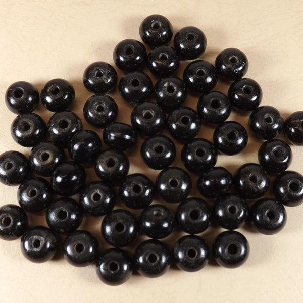 10mm Black Horn Beads, Bag of 50 Beads, Jewelry Supplies, Rendezvous, Pow Wows, Native American Type Craft Supplies, BH10