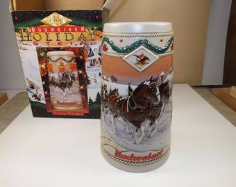 1996 budweiser christmas stein american homestead cs273 17th in holiday series made in brazil beer collectibles - Budweiser Christmas Steins 1996 budweiser christmas stein american homestead cs273 17th in holiday series made in brazil beer collectibles - Budweiser Christmas Steins