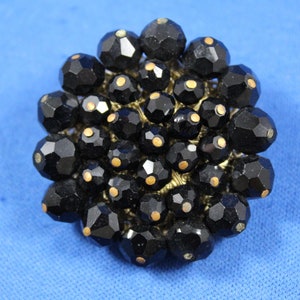 Vintage Black Beaded Broch, Vintage Estate Jewelry
