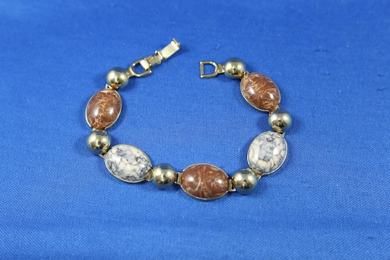EmJ Emmons Goldtone and Faux Stone Bracelet, Vint… - image 1