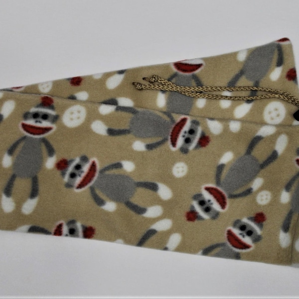 Custom Flute Bag, 21" long, Pipe Bag, Monkey Patterned, Native American Inspired, Soft Fleece Material Drawstring Bag, Super Fun Material