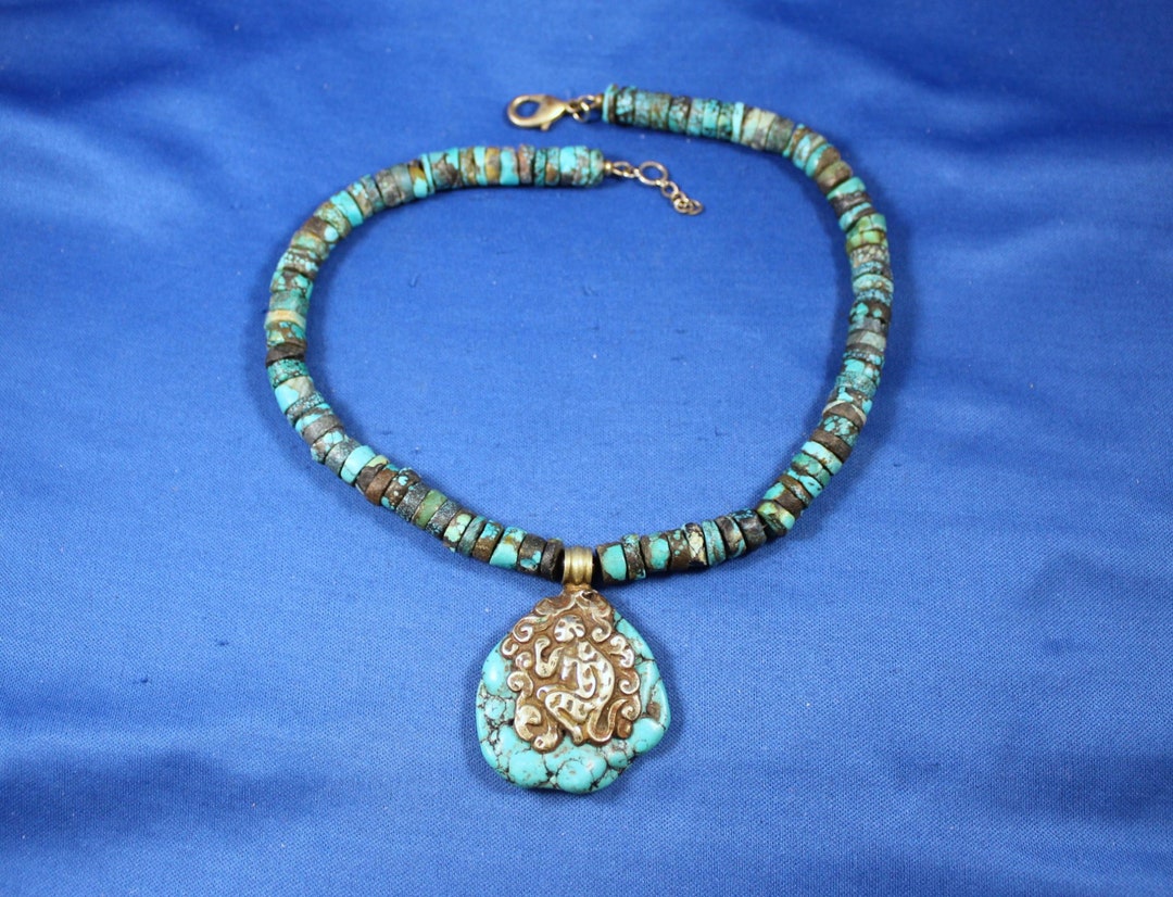 Bali Style Turquoise Necklace With Monkey and Butterfly on Pendant Etsy