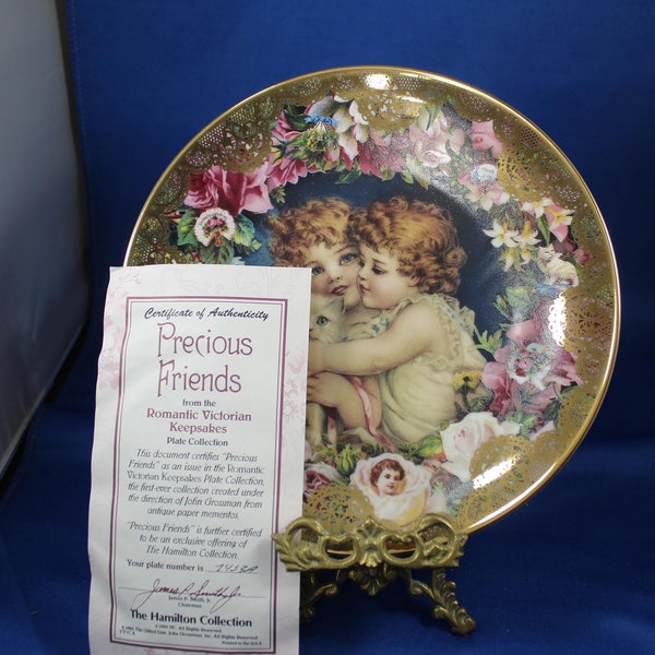 Precious Friends Plate, Children and Cat, Romantic Victorian Keepsakes, Hamilton Collection limited edition