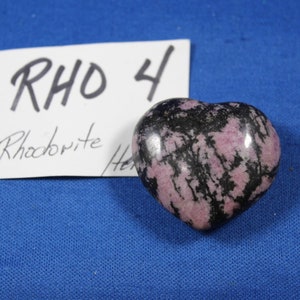 Rhodonite Stone Heart, Pink & Black Stone, 37 mm, Metaphysical, Pocket Stone, RHO-4,
