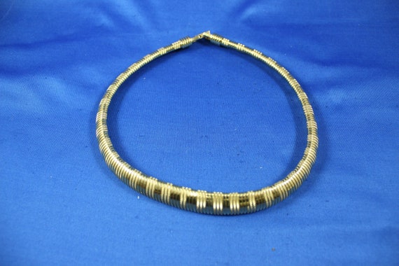 Lisner Choker Necklace, Gold tone Flex Collar, Fl… - image 1