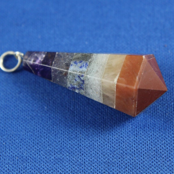 Crystal Chakra Pendant, Pend32, 7 Layer Chakra Pendulum style, Jewelry Supplies, Necklace Supplies, Meditation, Cleansing, Metaphysical