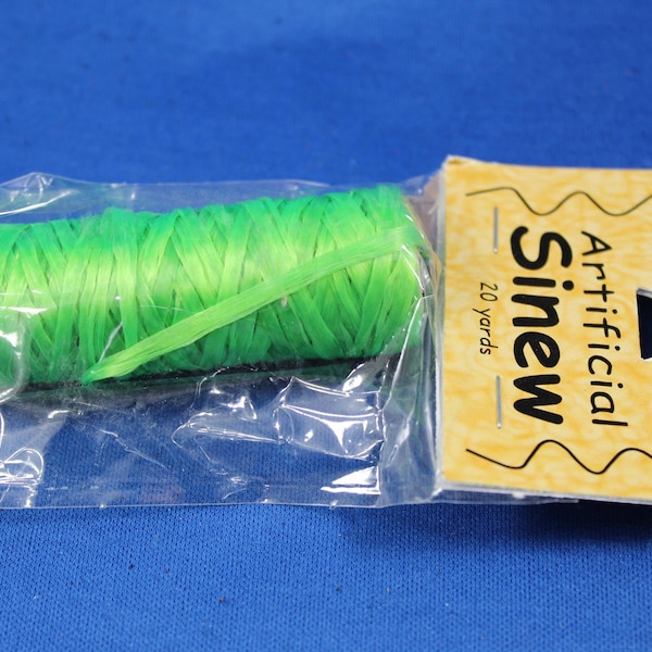 Artificial Sinew, 70lb strength, Bobbin Size - 20 yards - Neon Green Color, Rendezvous, Pow Wows, Native American Craft Supplies