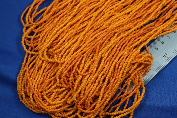 Seed Bead Necklace, 32 Strands Orange Beads, Nati… - image 4