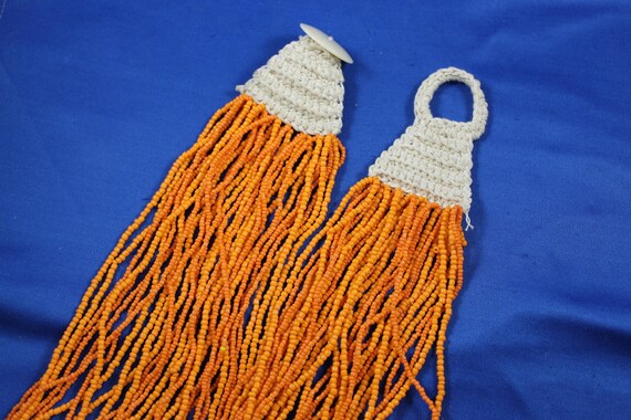 Seed Bead Necklace, 32 Strands Orange Beads, Nati… - image 5