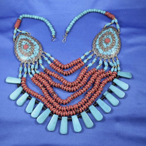 Red Bib Necklace Etsy