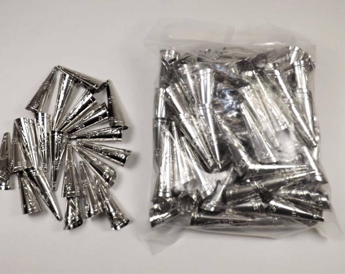 100 Childrens Jingle Cones, Lot of 100, 1 3/4 Silver Metal Cones