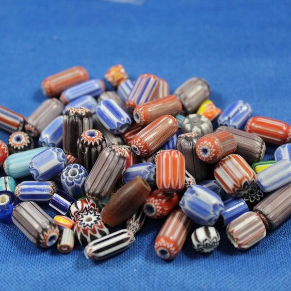 Mixed Small Glass Chevron Beads, 2 ounce bag, Multi Color Chevrons, Layered Chevrons, Jewelry Making, Native American Type Crafts