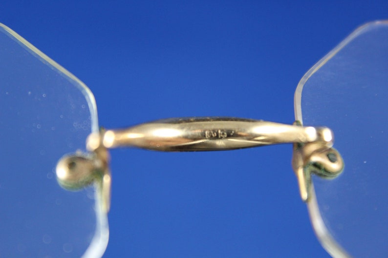 American Optical Bifocal Glasses Vintage Art Deco Eyewear Frameless Eye Glasses Marked 110 12k G.F. Antique Gold filled Glasses