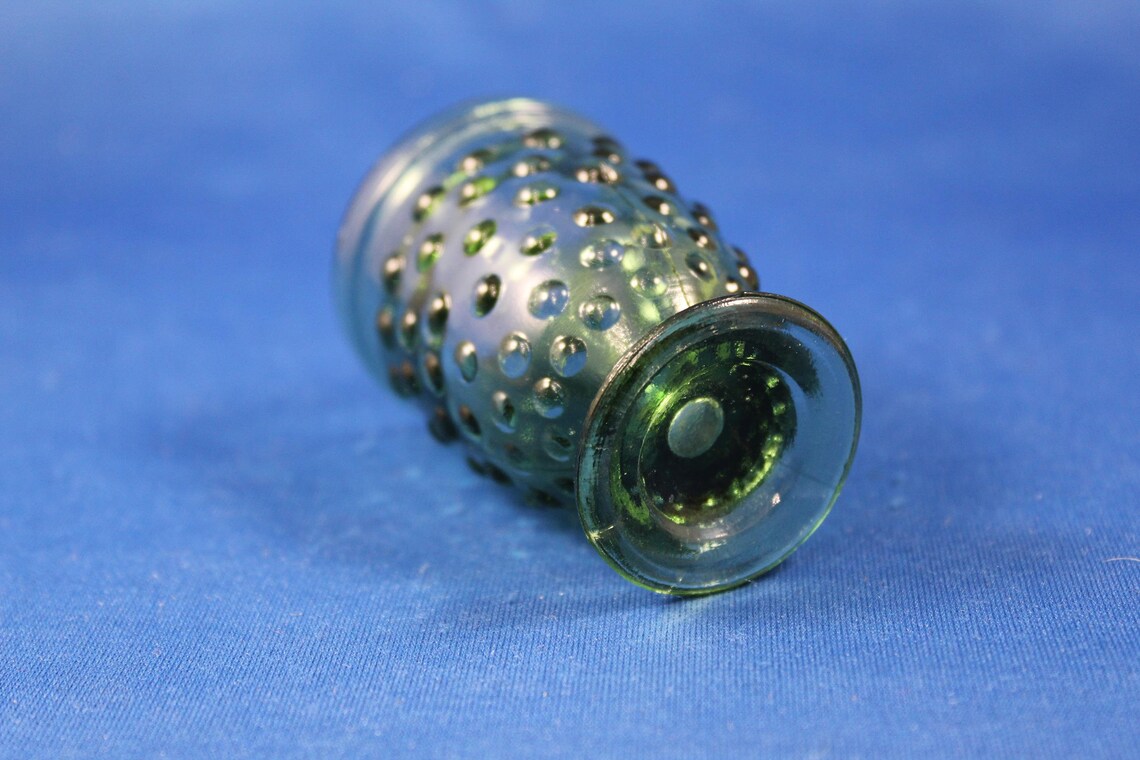 Green Glass Toothpick Holder Hobnail Pattern Kitchen Items Etsy