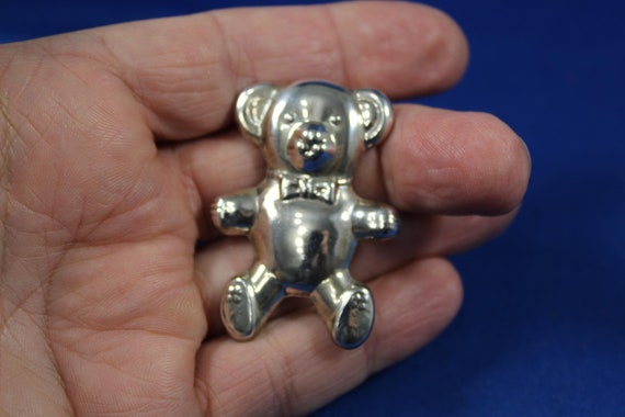 Sterling Silver Teddy Bear Brooch, Vintage Estate… - image 6