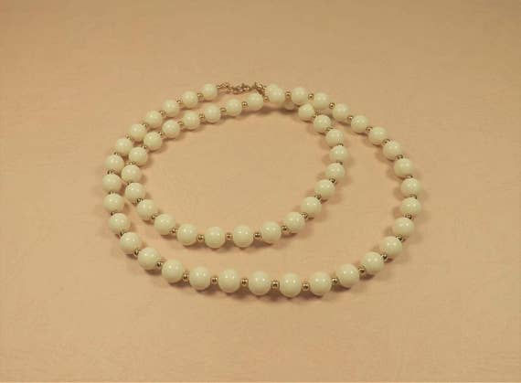 Monet Beaded Necklace, Off White Lucite Beads, Be… - image 2