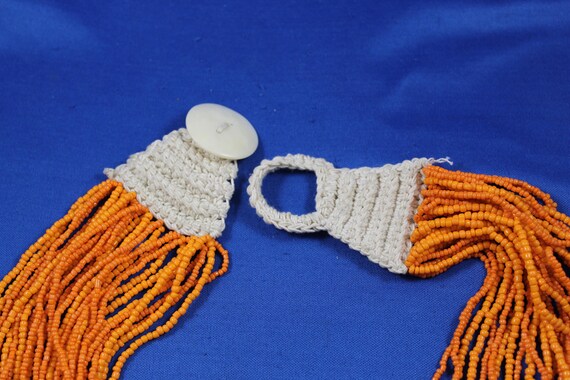 Seed Bead Necklace, 32 Strands Orange Beads, Nati… - image 3