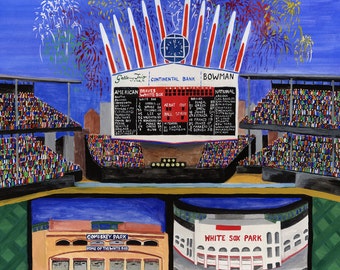 Ceramic Tile 8"x8" Trivet, Chicago Baseball, Comiskey Park Stadium, Illinois, Ceramic tile,  Decorative Artwork, Sport Stadium Art, Gifts