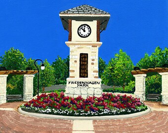 Ceramic Coaster, Naperville, Illinois, Clock Tower at Fredenhagen Park, Painting the Town Series, Ceramic Tile, Coaster, Art, Home, Gifts