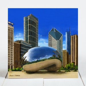 Ceramic Coaster, The Bean, Chicago, Chicago Skyline Series, Ceramic Tile, Coaster, Decorative Art, Home, Gifts image 1