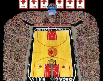 Ceramic Tile 8"x8" Trivet, Chicago Basketball, Chicago Sport Teams Art, Sport Teams Stadium Art, Bulls Basketball Art