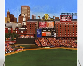 Ceramic Tile 8"x8" Trivet, Baltimore Baseball, Oriole Park, Camden Yards, Ceramic tile, Decorative Artwork, Sport Stadium Art, Gifts