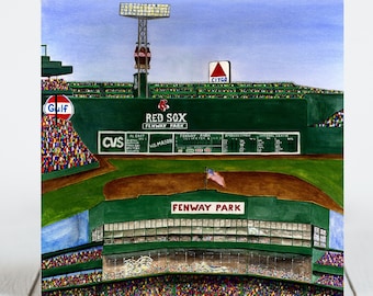 Ceramic Tile 8"x8" Trivet, Boston Baseball, Fenway Park Stadium, Ceramic tile, Decorative Artwork, Sport Stadium Art, Gifts