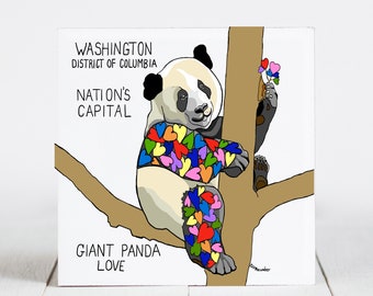 Ceramic Coaster, Washington, District of Columbia, State Symbols, Giant Panda Love, Ceramic tile, coaster, Decorative Art, Home, Gifts